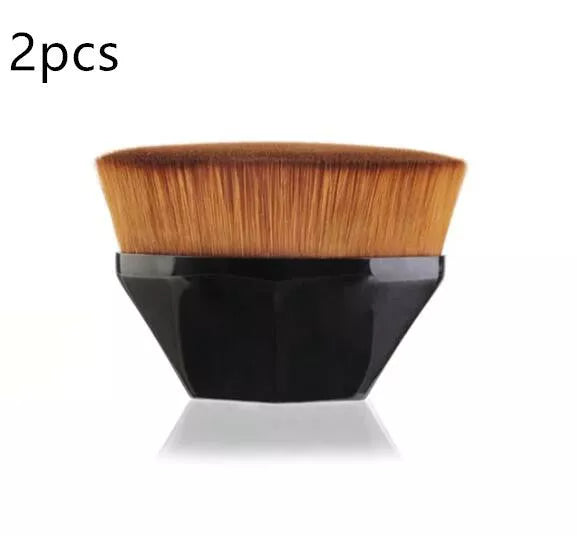 Professional foundation brush kit for BB cream and loose powder application in black, white, and pink