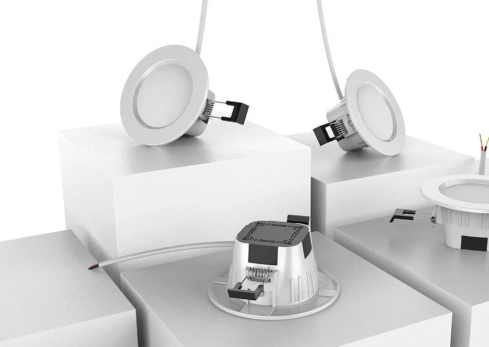 White smart Bluetooth ceiling light with embedded installation and smartphone control