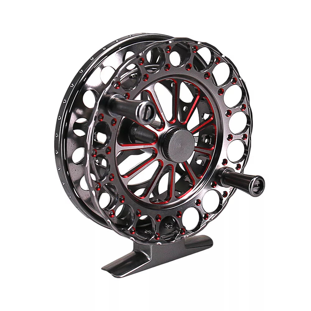 Full metal raft fishing reel with 1:1 speed ratio in red