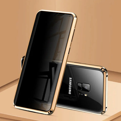Anti-peeping magnetic clamshell phone case for Samsung Galaxy phones in multiple colours