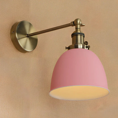 Bedroom light with adjustable iron shade in multiple colour options