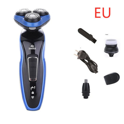 4-in-1 electric shaver for men with triple blade, rechargeable trimmer