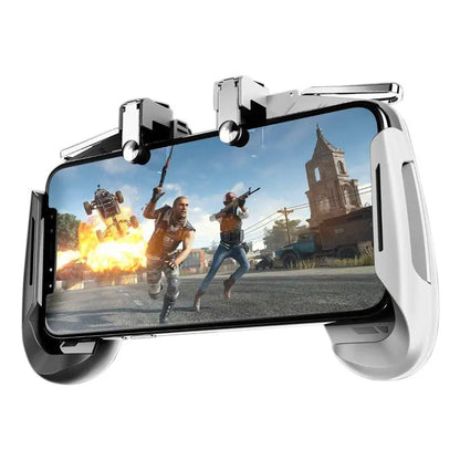 Multifunctional mobile game handle in black, blue or white with adjustable smartphone supports