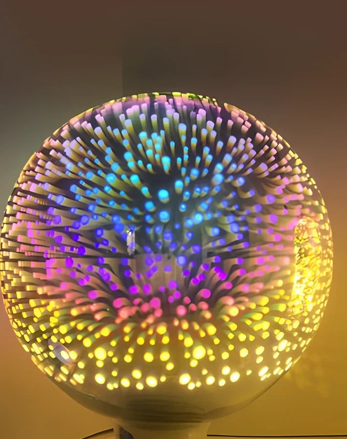 ST64 G95 3D star LED decorative bulb with colourful lighting effects and silver plated glass