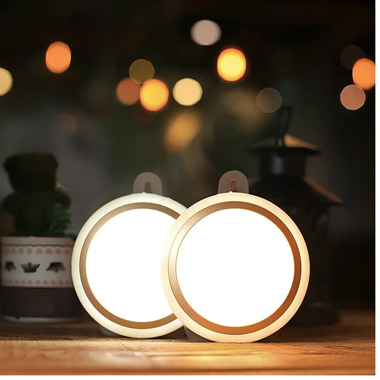 Round white motion sensor LED light with 80mm diameter for wardrobe and corridor lighting