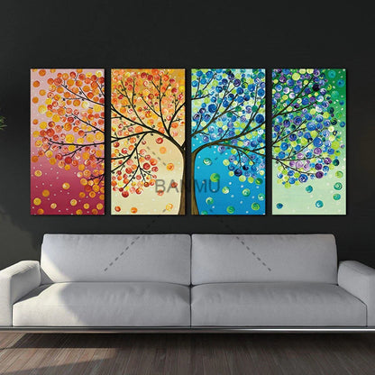 High-definition canvas print puzzle set of colorful tree leaves and fruit for home decor