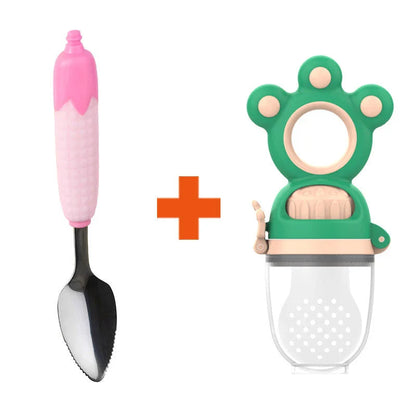 Fruit-infused baby pacifier feeder with mesh design, made of safe, high-quality silicone material