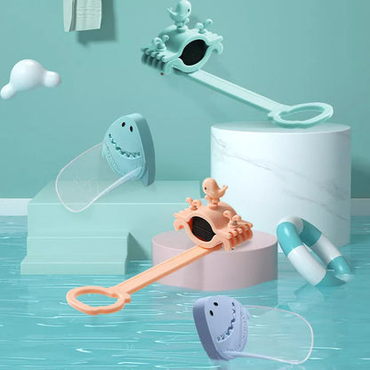 Children's faucet extender in blue, pink, or purple for easy handwashing