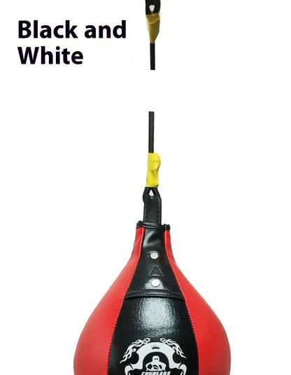 Black and red diamond pattern PU boxing speed ball with elastic hanging cord for training