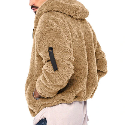 Cozy hooded fleece jacket in a variety of classic colors for men's autumn and winter wear