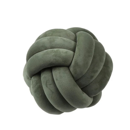 Knotted Plush Ball Design Round Throw Pillow in various colors and sizes