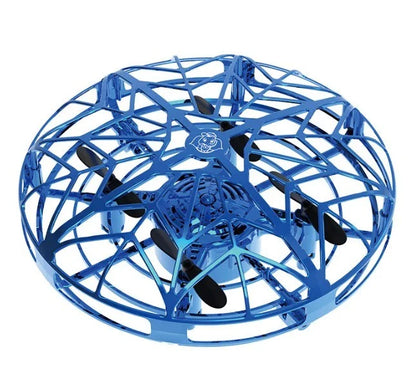 A compact, futuristic-looking mini drone with infrared sensors for safe, intuitive flight control.