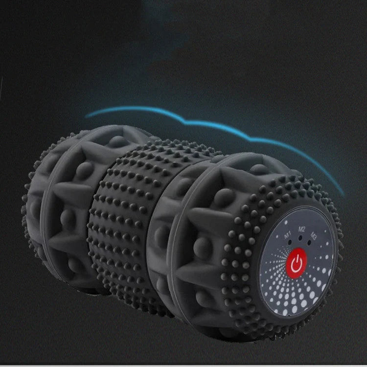 Electric Vibrating Massage Ball for deep tissue sports recovery in blue-black grey