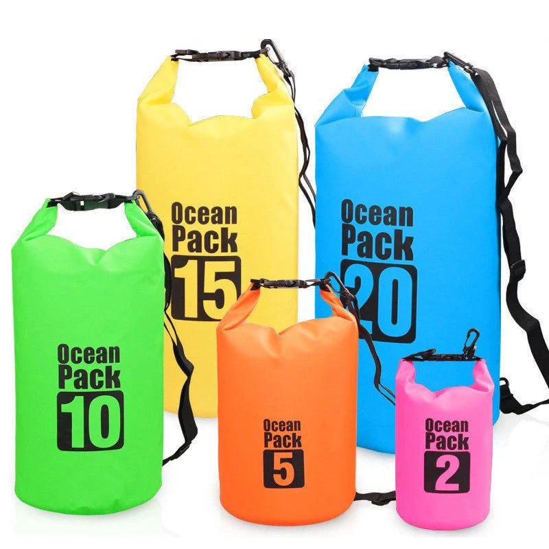 2L waterproof dry bag in various colors for outdoor activities