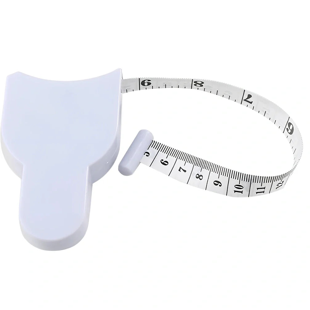 Automatic body measuring tape with 1.5m range showing dual metric and imperial measurement scales