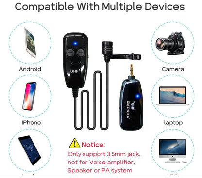 Black lavalier microphone with 3.5mm plug for mobile phone recording