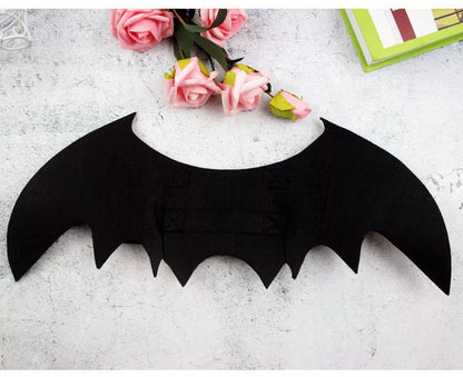 Adjustable black bat wing costume for pets, perfect for Halloween