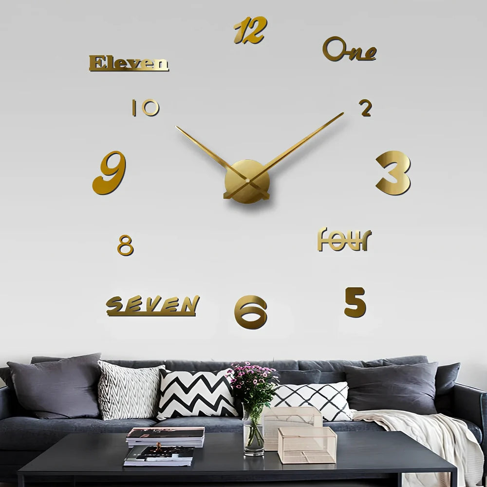 25-inch black solar wall clock with laser-engraved numbers and European round design