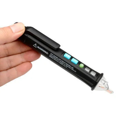 Black voltage detection pen with sensor tip for electrical line testing and status identification
