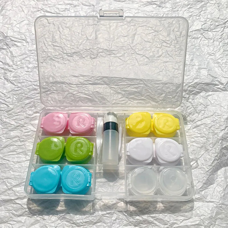 Portable contact lens case rectangle design multiple colour options compact storage