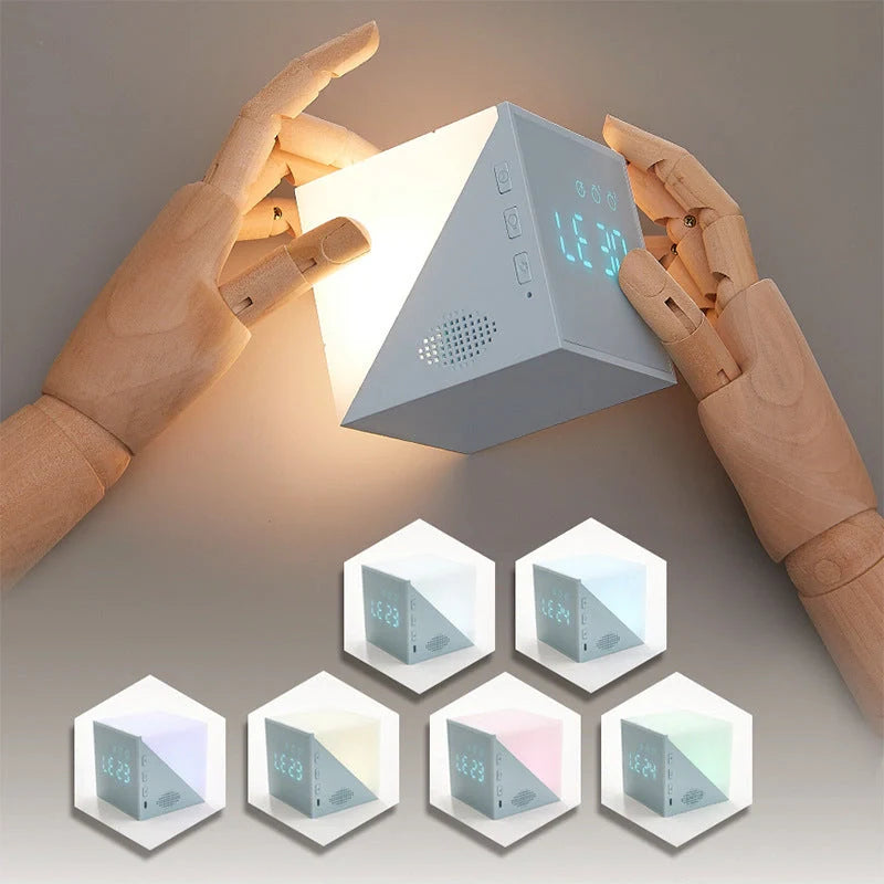 Time Cube Alarm Clock with LED light in blue, pink, or grey