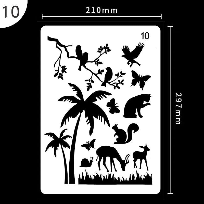 White plastic reusable stencil template with geometric patterns for DIY painting and crafts.