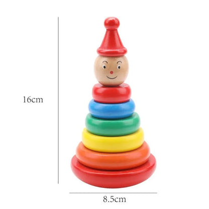 Wooden rainbow tower stacking toy with stacked circles, 7.5 x 9 x 9 cm, for baby early education play
