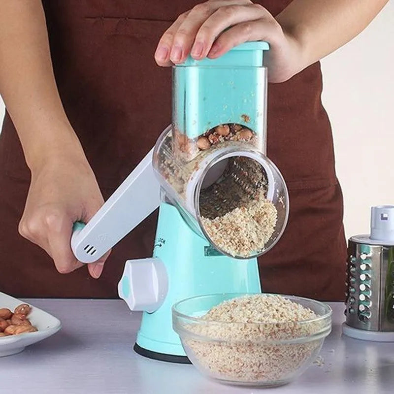 Spiralizer 3-Blade Vegetable Slicer with transparent barrel, 26cm x 12.7cm x 24cm, blue green or red