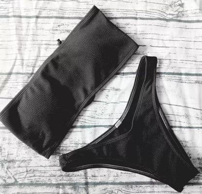 Ladies' bikini swimwear in solid colors with chest pad for support