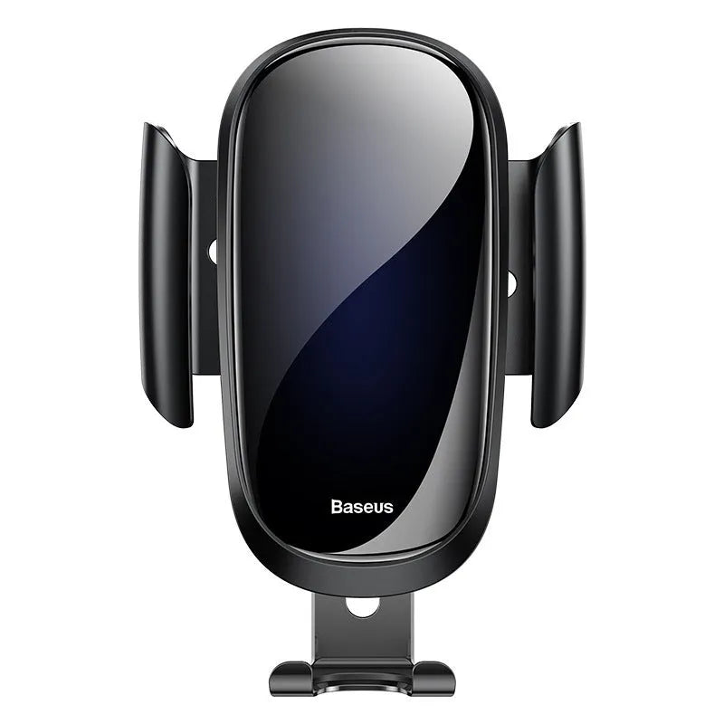 Universal car phone holder with adjustable swivel joint mounted on car windscreen holding smartphone