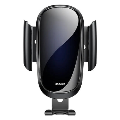 Universal car phone holder with adjustable swivel joint mounted on car windscreen holding smartphone