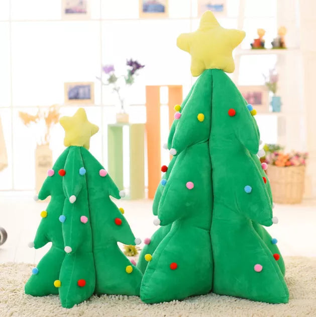 Plush Glowing Music Christmas Tree Pillow in vibrant green with luminous design