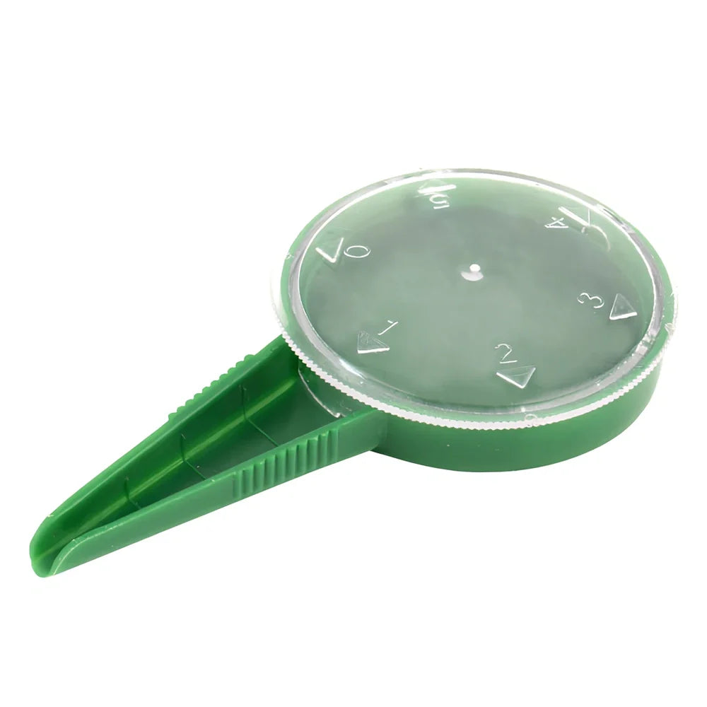 Green and transparent 5-speed adjustable gardening seed planter with dial control