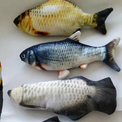 Electronic jumping fish cat toy 30cm length USB rechargeable multicolour PP material