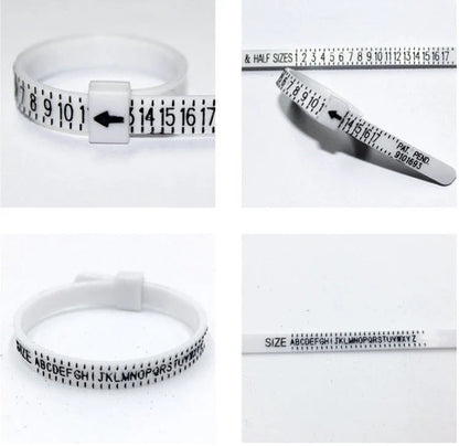A compact and durable ring measuring tool with clear markings for precise size measurements