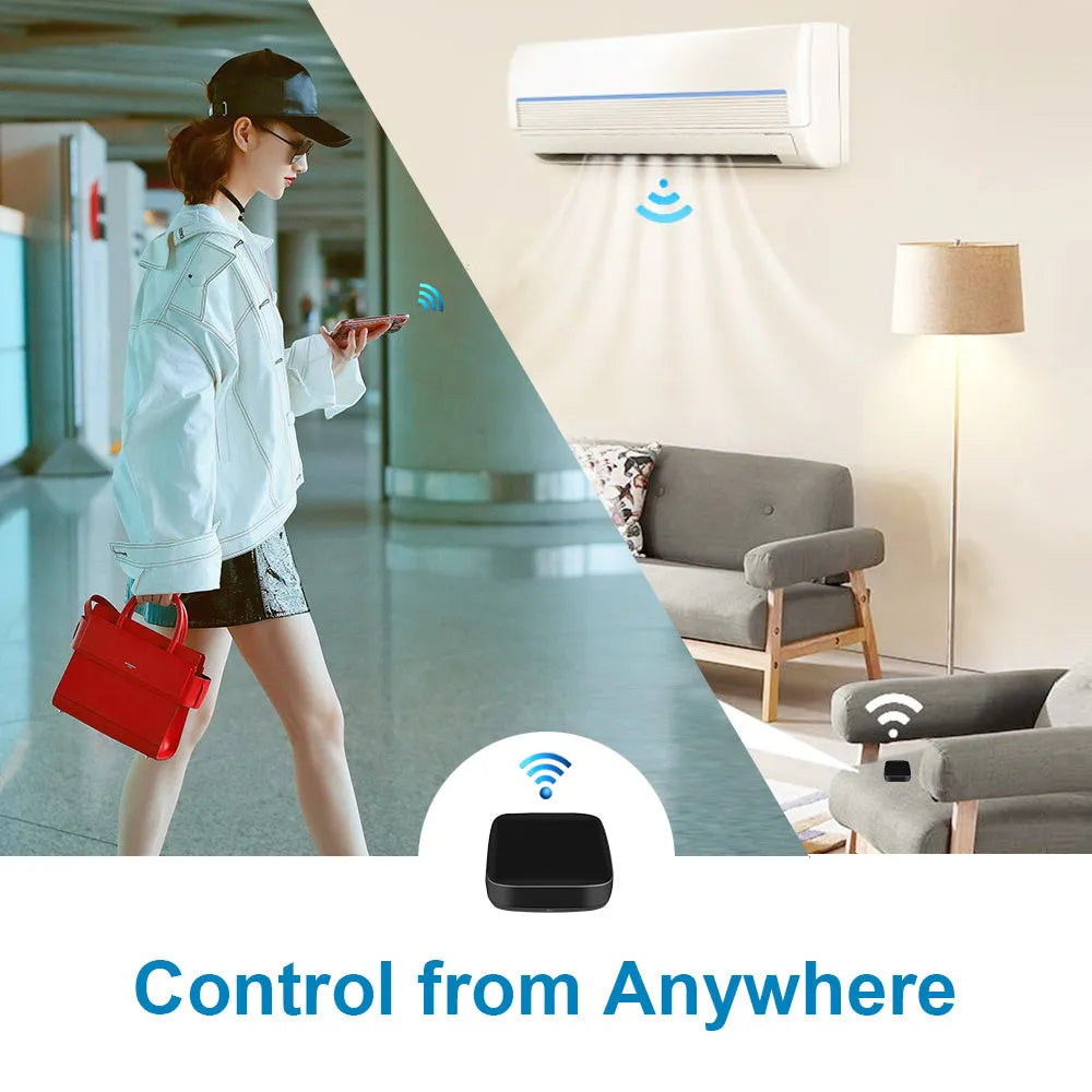 Black voice control universal infrared remote control for TV, AC, fan and home entertainment devices