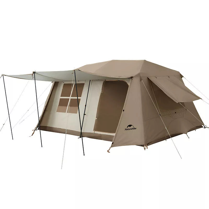Two Rooms One Hall Ridge Automatic Waterproof Camping Tent in dark coffee