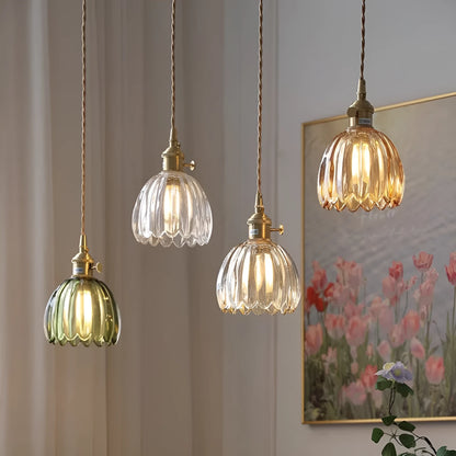 Nordic style glass flower chandelier in bedroom setting with multiple colour options