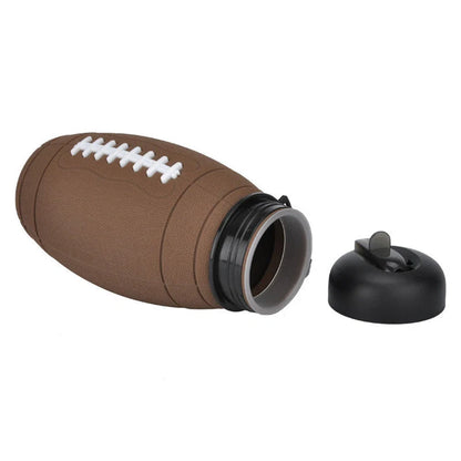Collapsible football-shaped water bottle with leak-proof silicone seal
