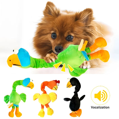 Screaming chicken sound dog chew toy in durable rubber, approximately 15cm long