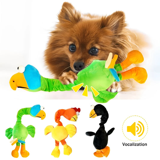 Screaming chicken sound dog chew toy in durable rubber, approximately 15cm long