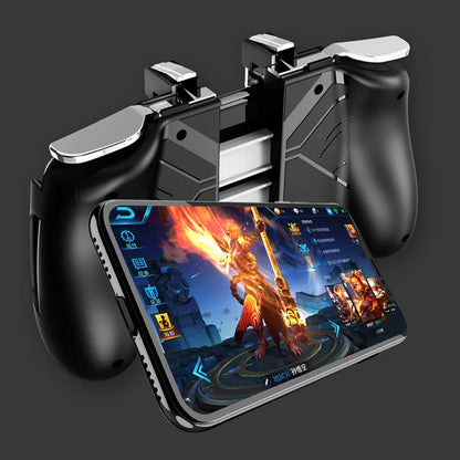 Multifunctional mobile game handle in black, blue or white with adjustable smartphone supports
