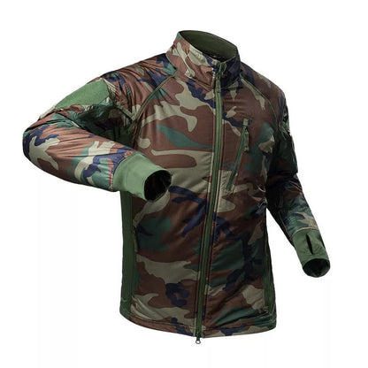 Durable nylon camouflage jacket for outdoor adventures, available in multiple sizes and colors.