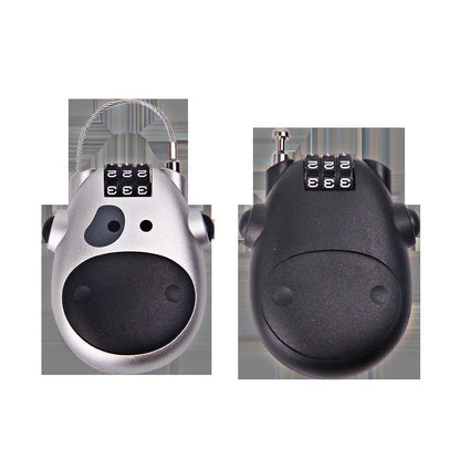 Cow telescopic wire rope lock in black and grey, adjustable for secure fit