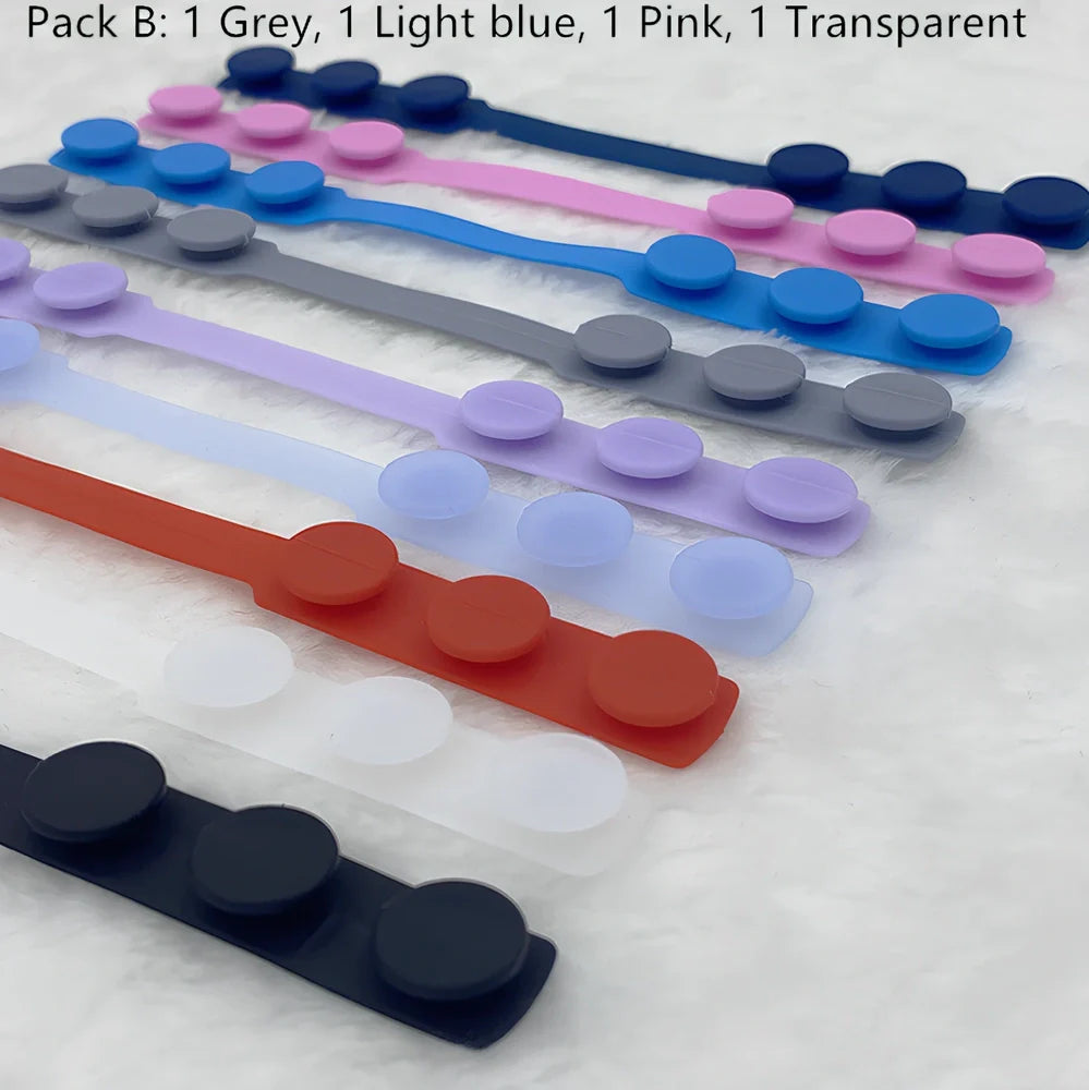 Silicone mask extension strap showing 1.5cm width and colour options including transparent