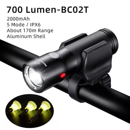 ROCKBROS YQ-QD black bicycle light with USB charging and 400 lumen brightness