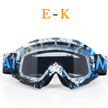 Interchangeable lens riding goggles with ABS frame and multiple colour options for off-road cycling