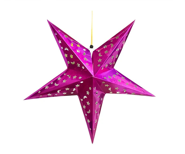 Gold 60cm laser-cut Christmas star ornament from thickened cardboard, suitable for large festive venue displays