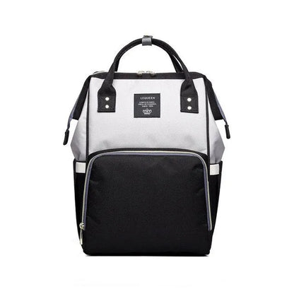 Oxford maternity nappy bag with 16-20L capacity, anti-theft design, bottle area, and multiple colour options
