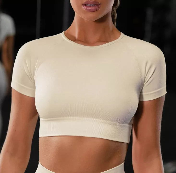 Short sleeve yoga suit in various colors for flexibility and comfort